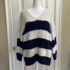 ALTAR’D STATE navy and white stripe eyelash sweater.  S/M